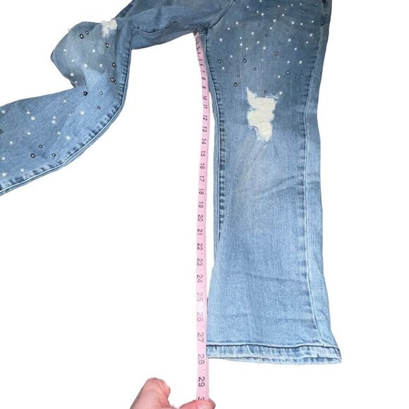 Kut From The Kloth Ankle Straight Leg Distressed Studded Jeans Women Size 16 New - Picture 7 of 13